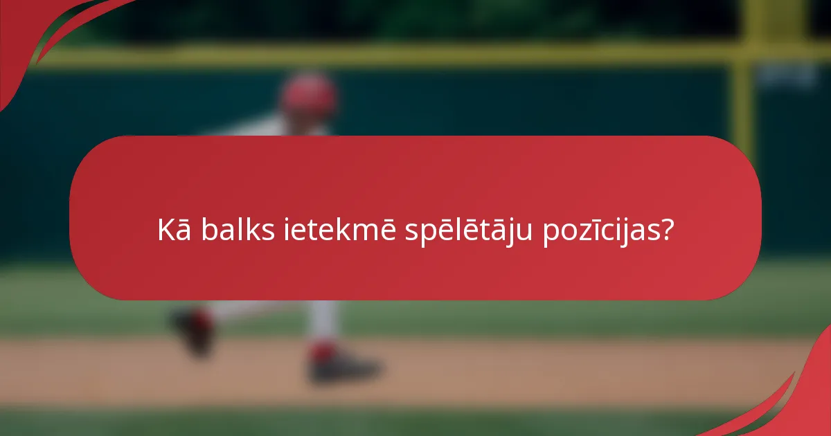 Kā balks ietekmē spēlētāju pozīcijas?