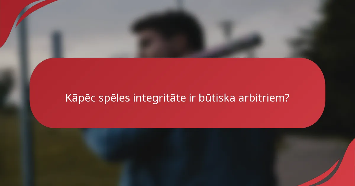 Kāpēc spēles integritāte ir būtiska arbitriem?